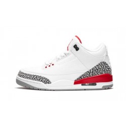 Mens Air Jordan 3 Hall Of Fame White/Fire Red-Cement Grey